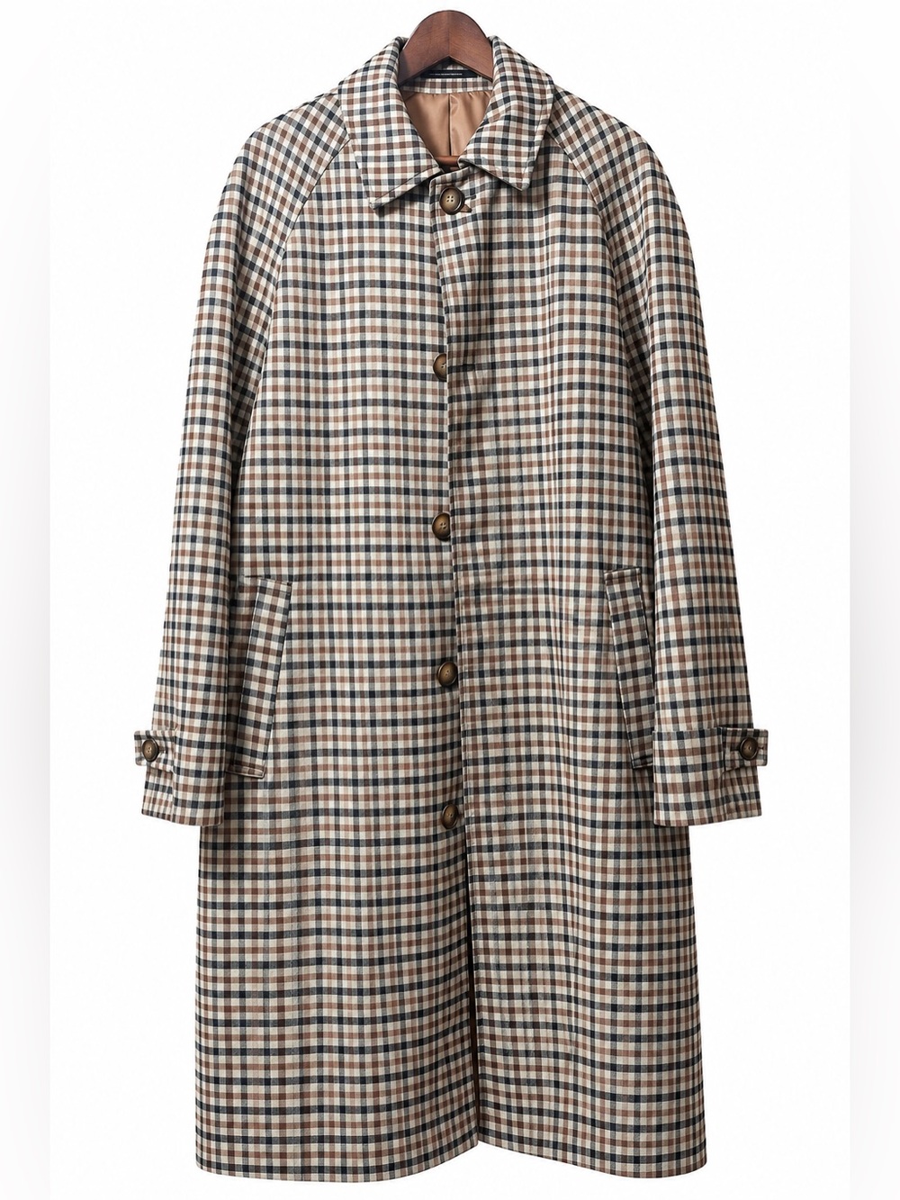 H&M Men’s Checkered Plaid Longline Trench Coat - Size M